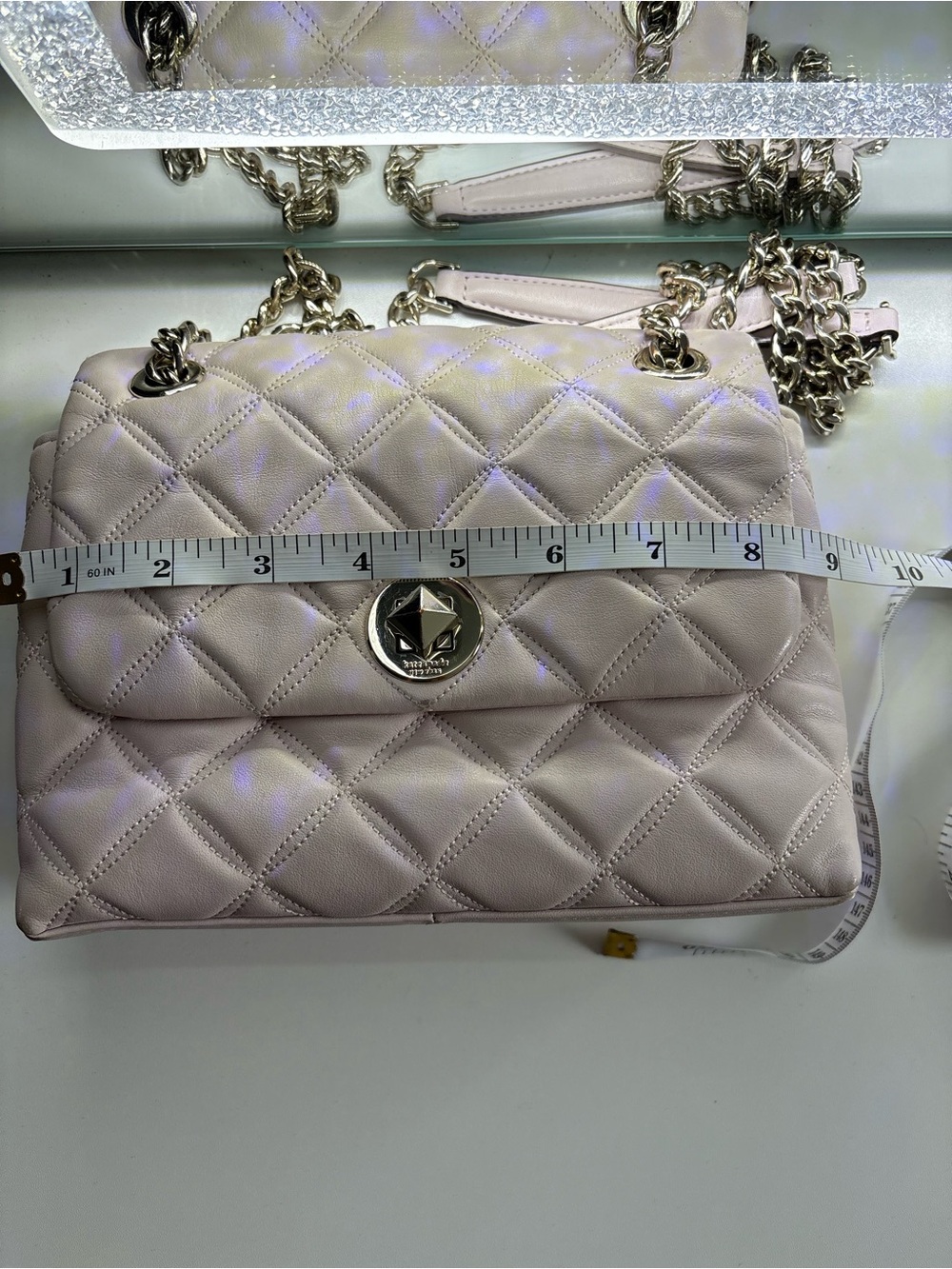 kate spade Quilted White Shoulder Bag with Gold Chain Strap - Picture 9 of 9